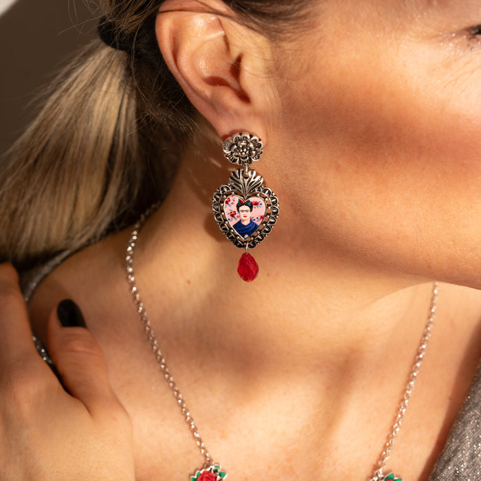 Orecchini Pink Frida Kahlo, con pendenti
