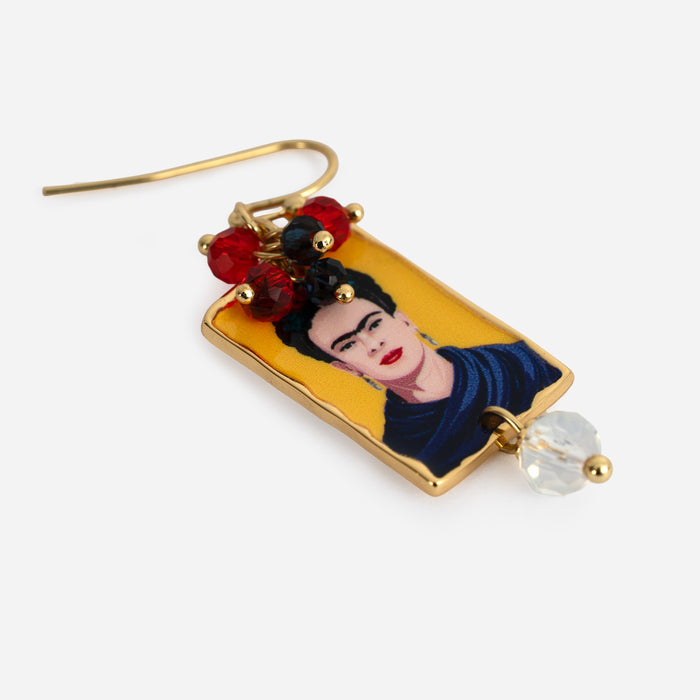 Orecchini Yellow Frida Kahlo, con pendenti